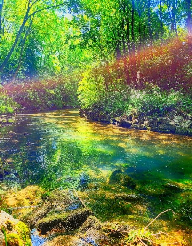 Regenbogen über dem Fluss